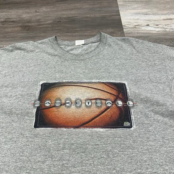 Vintage 90s Starter Heather Gray Mens XL Double Sided Graphic Basketball T-Shirt - Picture 2 of 9